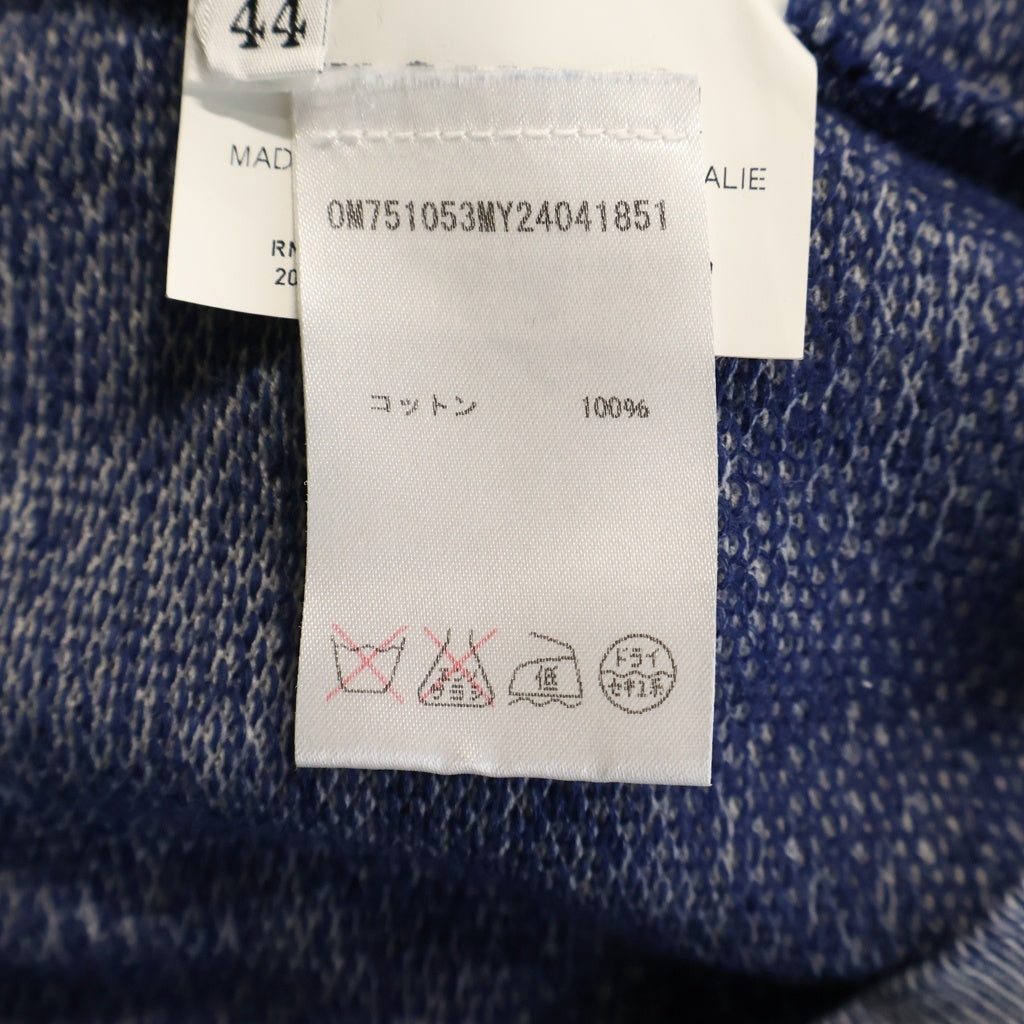 JIL SANDER(ジルサンダー) 前Vガセット 袖切りっぱなしデザイン クルーネック 半袖 ニットTシャツ グレー/ブルー OM751053MY24041851