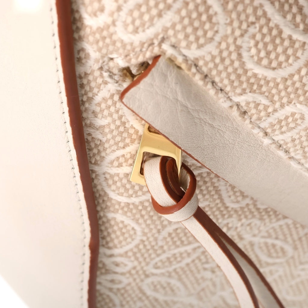 LOEWE(ロエベ) ハンモック 2WAYハンドバッグ ショルダーバッグ ホワイト レザー×キャンバス ゴールド金具 レディース