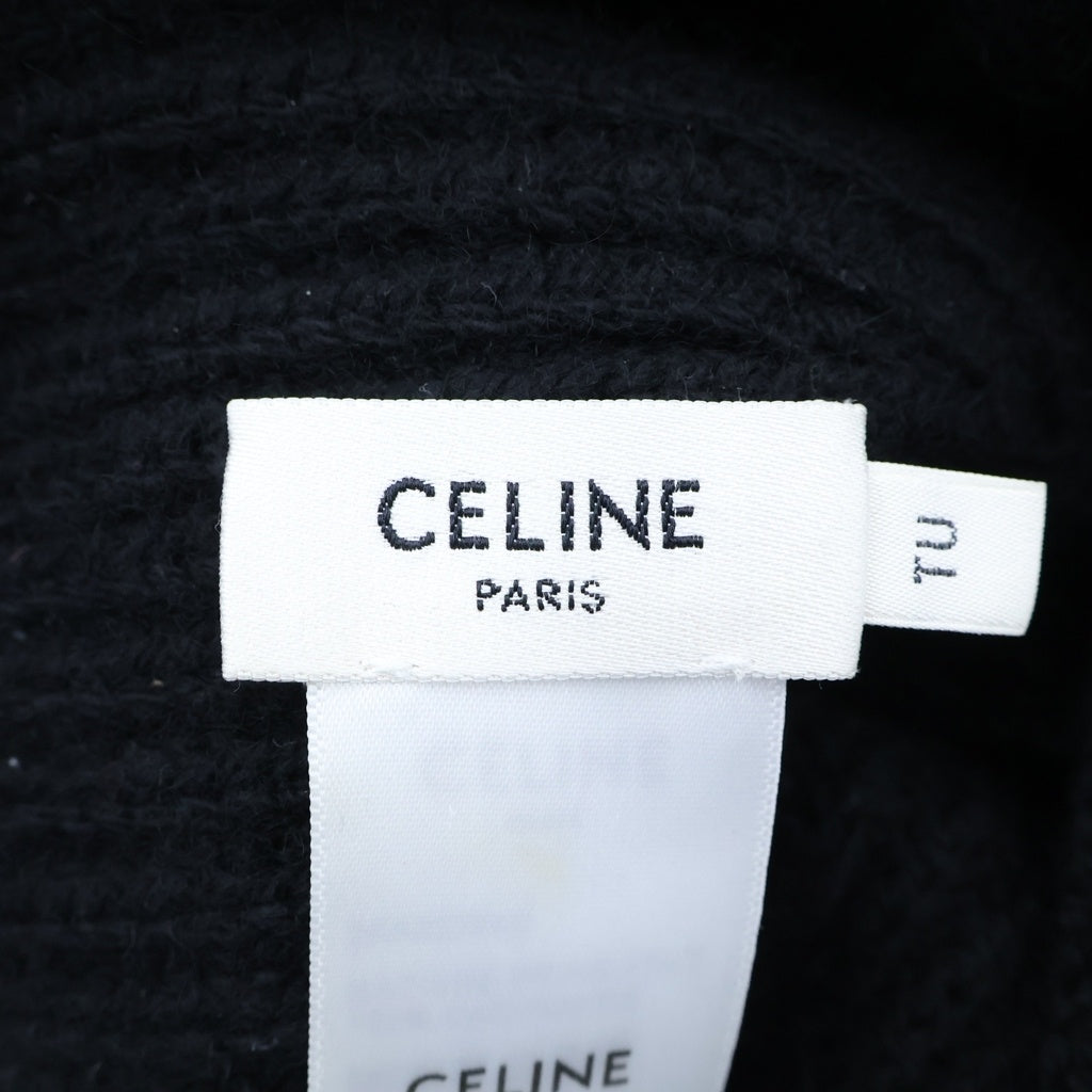CELINE(セリーヌ) トリオンフロゴパッチデザイン カシミヤニット帽 ビーニー ブラック レディース