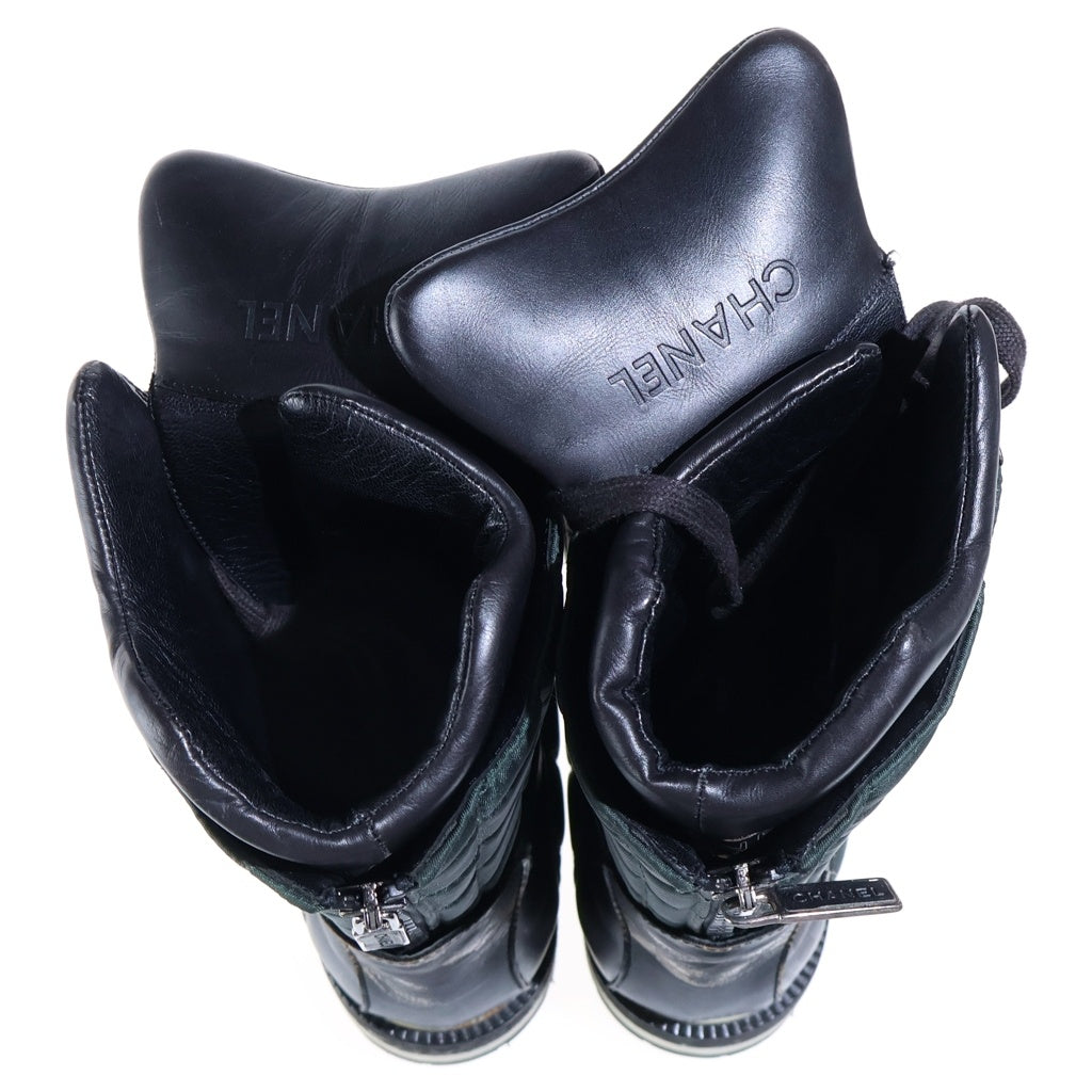 CHANEL(シャネル) スポーツライン スノーブーツ ウィンターブーツ ブラック レザー #37 レディース
