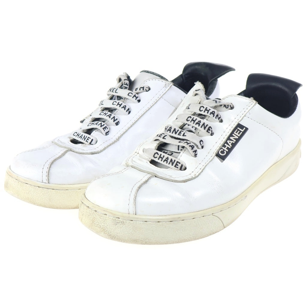CHANEL(シャネル) ロゴシューレース ローカットスニーカー シューズ カーフレザー ココマーク ホワイトG34145 レディース