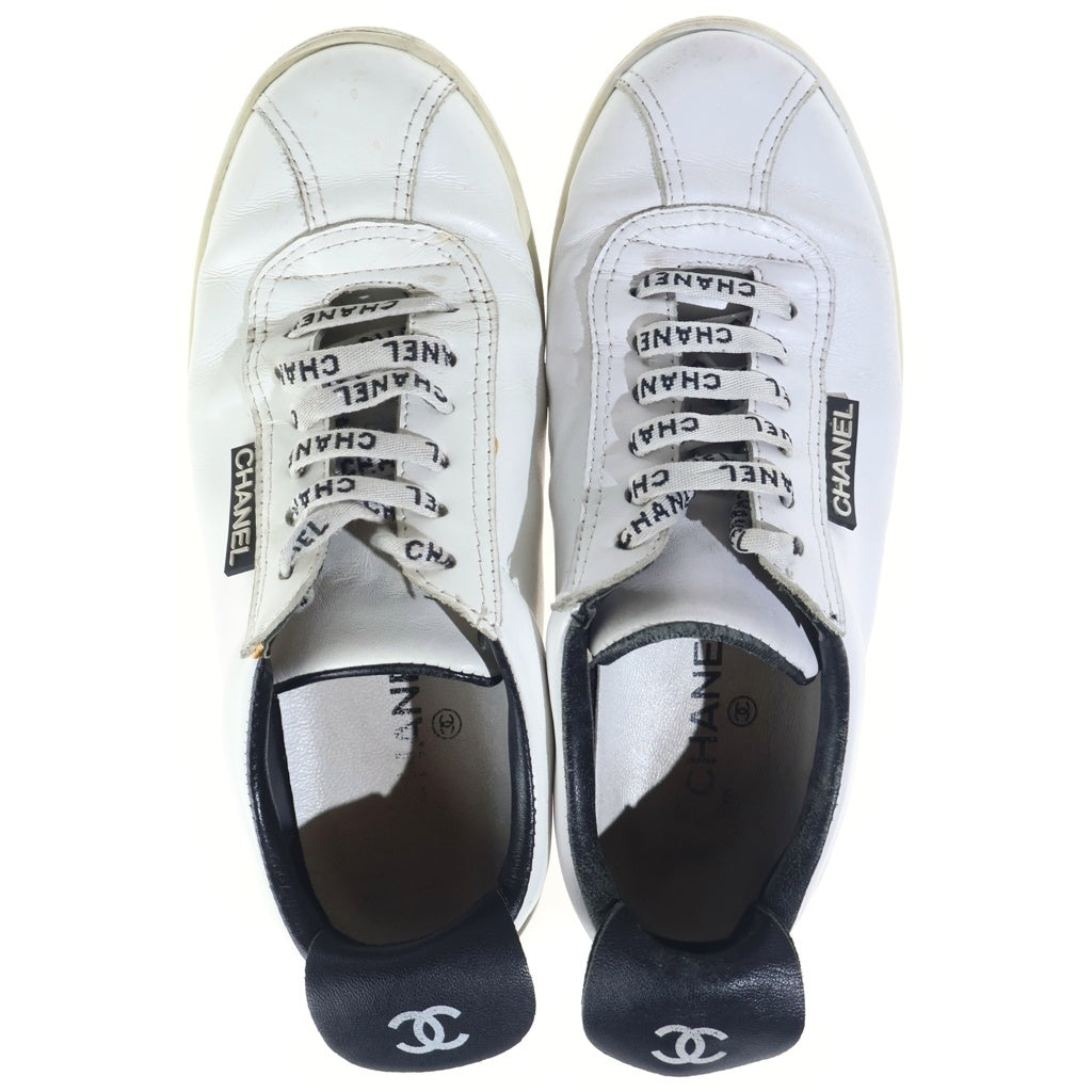 CHANEL(シャネル) ロゴシューレース ローカットスニーカー シューズ カーフレザー ココマーク ホワイトG34145 レディース