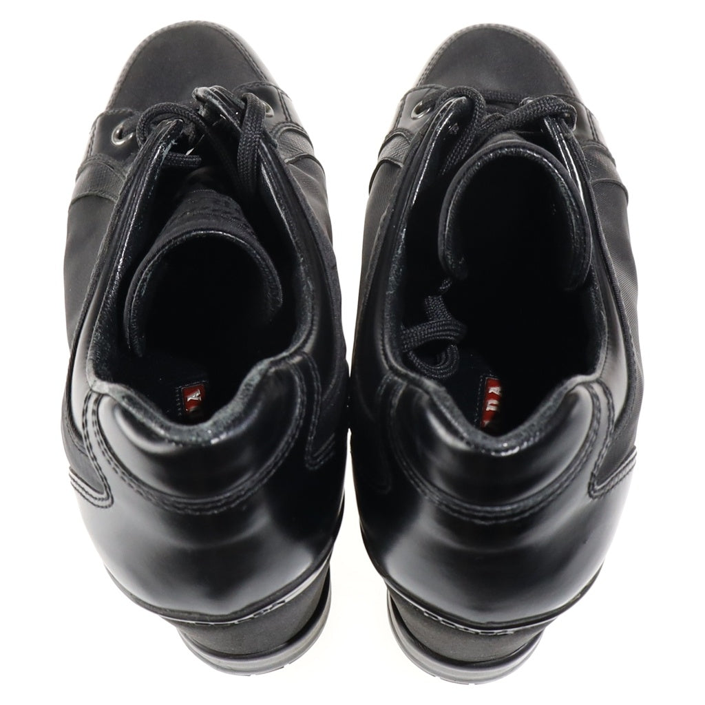 PRADA(プラダ) CALZATURE DONNA ウェッジソールスニーカー ナイロン切り替え ヒール ブラック 3EZ029 レディース