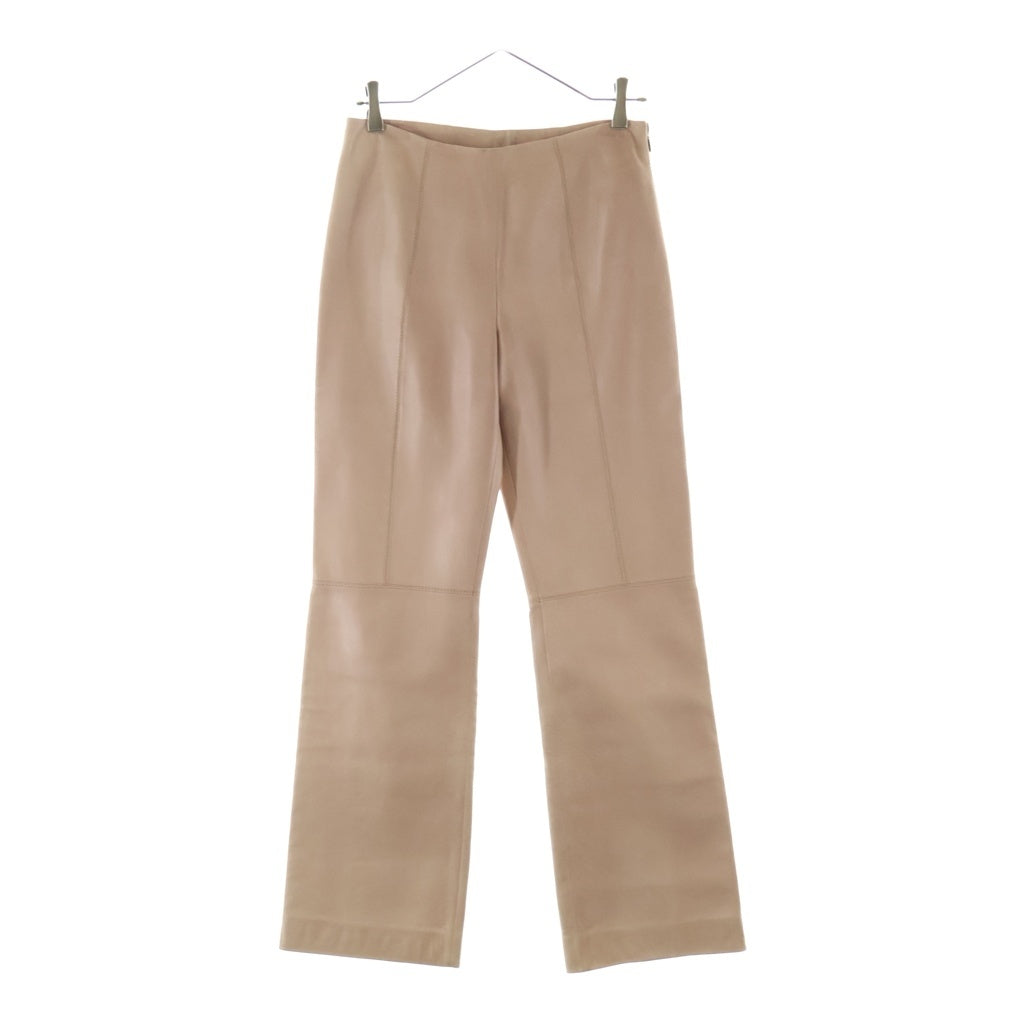 LOEWE(ロエベ) ヴィンテージ ラムレザーストレートパンツ ピンクベージュ #38 レディース