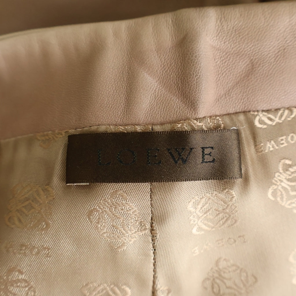 LOEWE(ロエベ) ヴィンテージ ラムレザーストレートパンツ ピンクベージュ #38 レディース