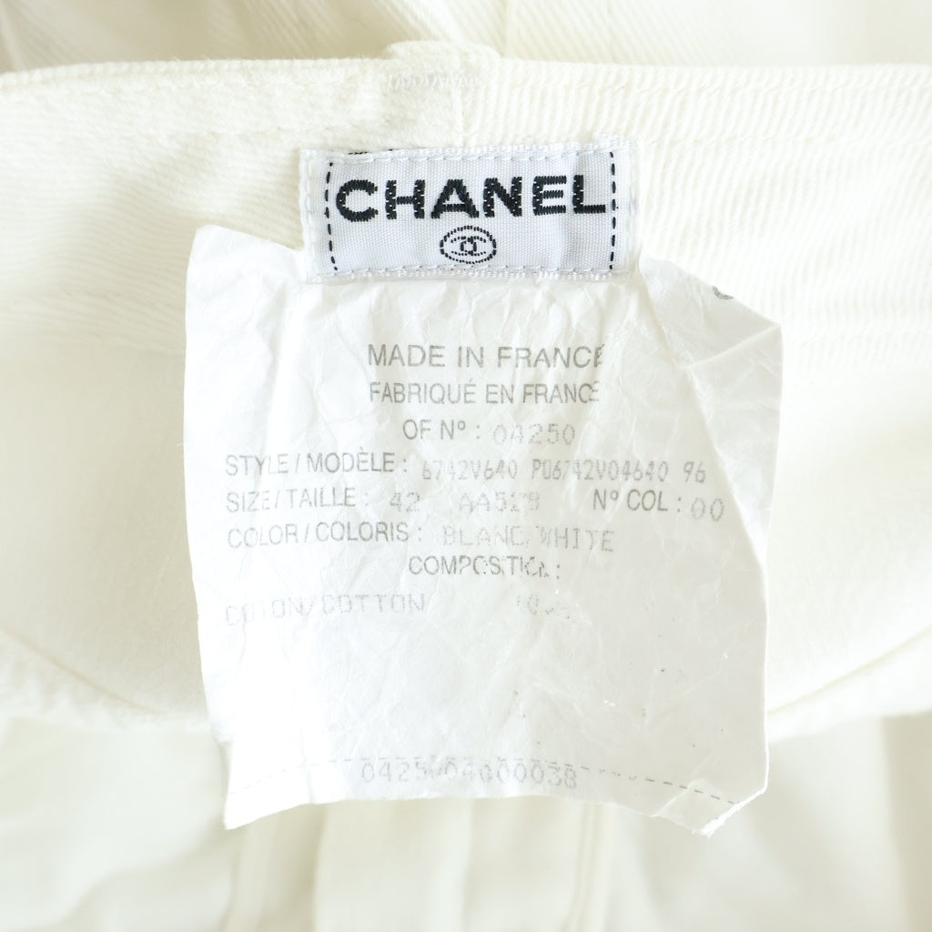 CHANEL(シャネル) ココマーク刺繍ポケット ストレートデニムパンツ ジーンズ ホワイト #42 P06742V04640 96 レディース