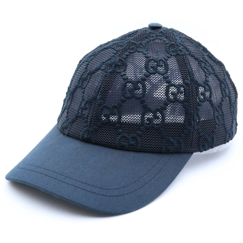 GUCCI(グッチ) グッチ GGエンブロイダリー メッシュキャップ ネイビー