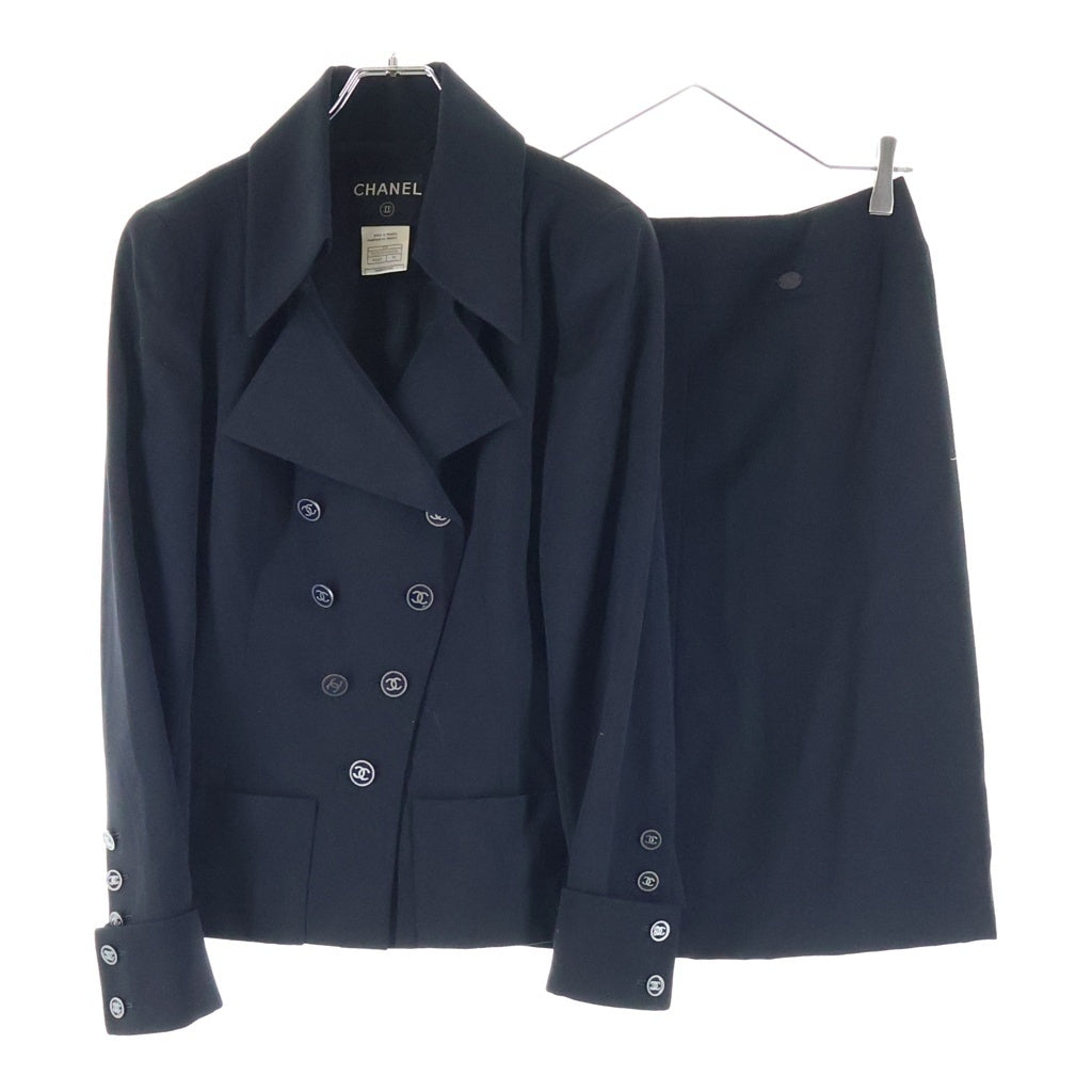 CHANEL(シャネル) 01SS VINTAGE Pant Suit ダブルブレスト変形袖テーラードジャケット スカート セットアップ ブラック P17870V09938 レディース