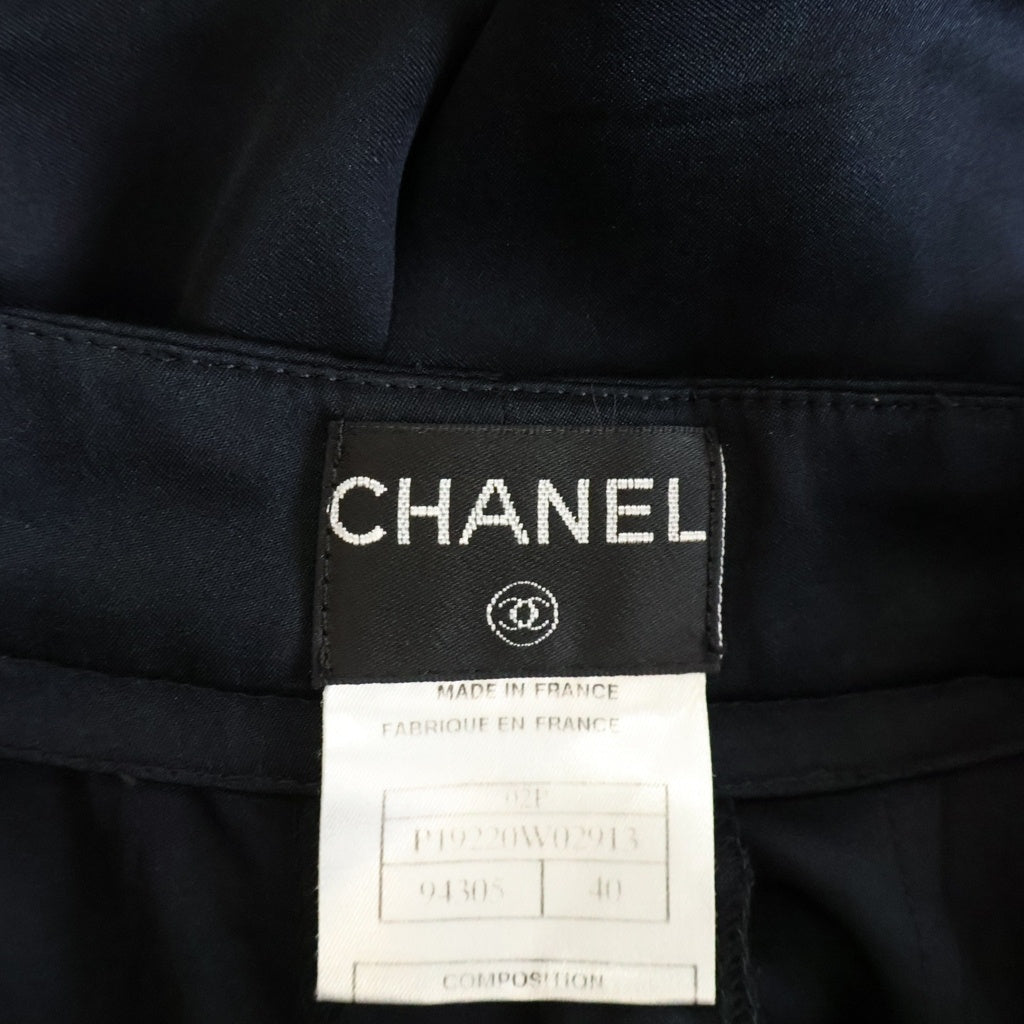 CHANEL(シャネル) 02SS VINTAGE Silk Wide Pants シルクワイドパンツ スラックス ブラック P19220W02913 レディース