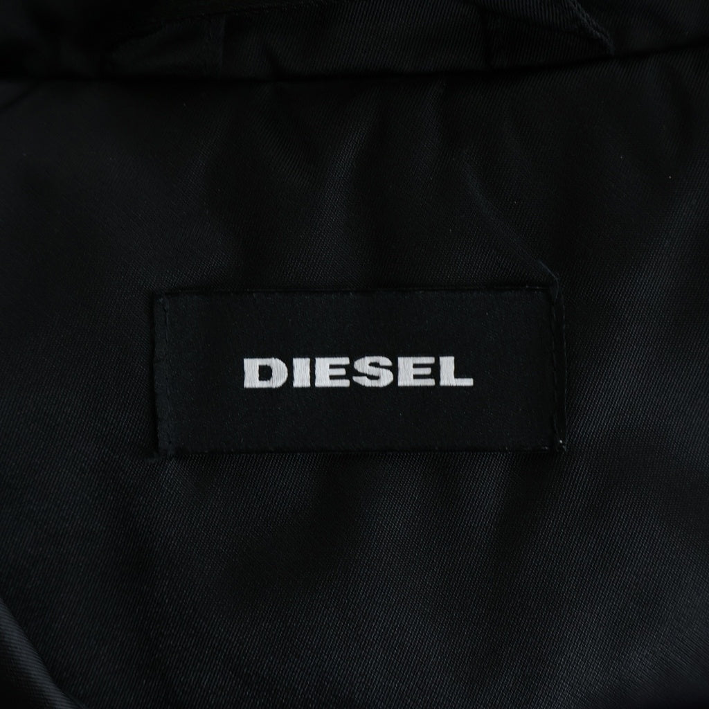 DIESEL(ディーゼル) ロゴ刺繍 キルティング ナイロン コーチジャケット ブラック