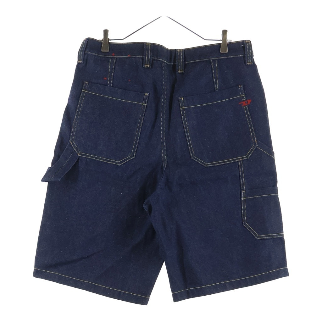 DIESEL(ディーゼル) D-LIVERY-SHORT ウォッシュ加工 フロントボタン ワイドデニム ハーフパンツ インディゴ A14072