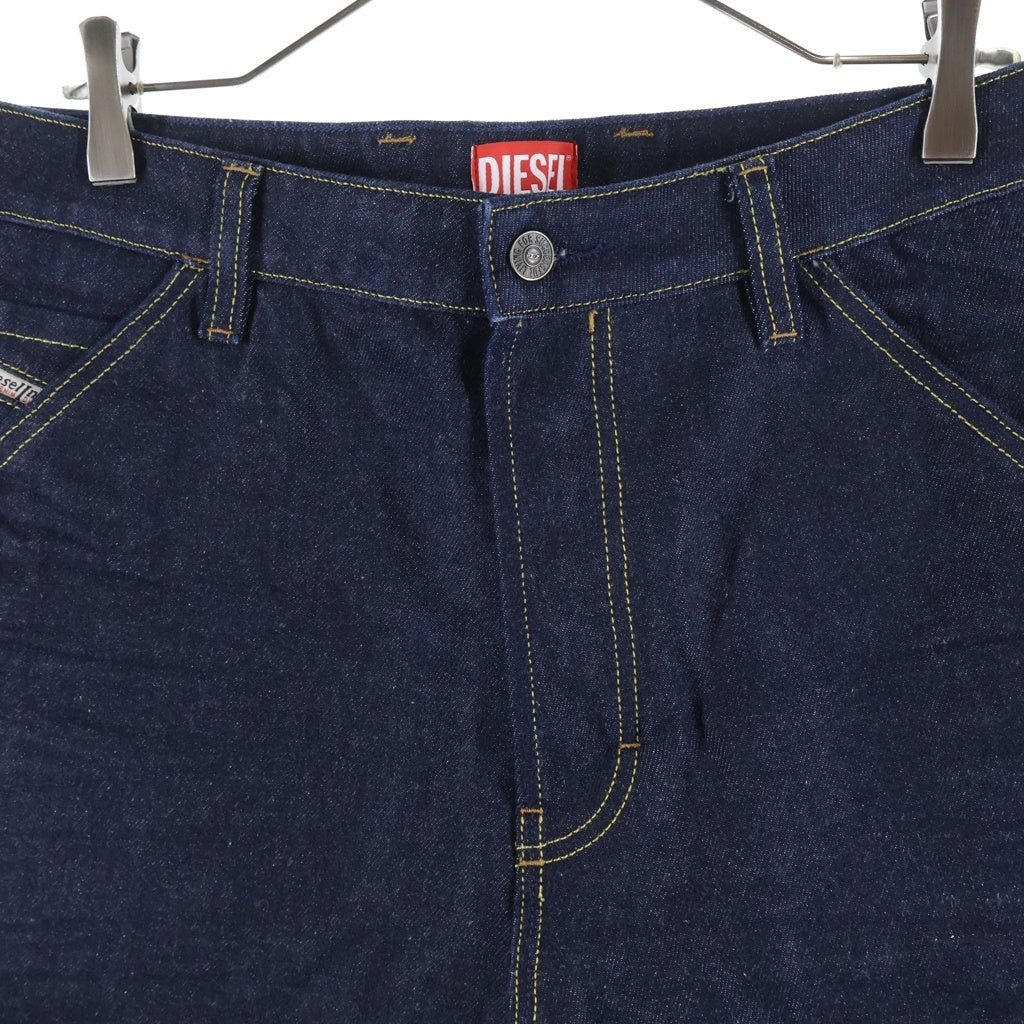 DIESEL(ディーゼル) D-LIVERY-SHORT ウォッシュ加工 フロントボタン ワイドデニム ハーフパンツ インディゴ A14072