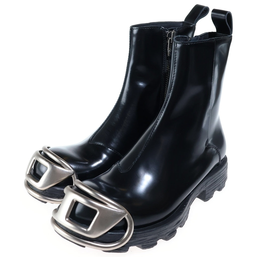 DIESEL(ディーゼル) 24SS D-HAMMER BT ZIP D ジッパー レザー アンクルブーツ ブラック Y03254 P5268 T8013