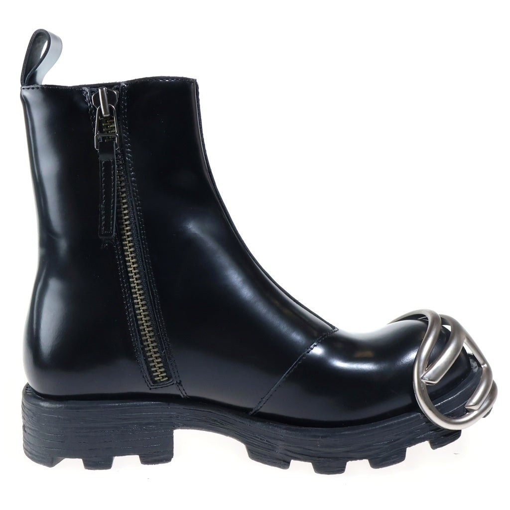 DIESEL(ディーゼル) 24SS D-HAMMER BT ZIP D ジッパー レザー アンクルブーツ ブラック Y03254 P5268 T8013