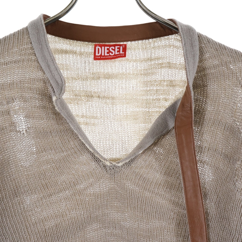 DIESEL(ディーゼル) 26SS K-DAIANERIS Vneck Knit Sweater Kダイネリス ダメージ加工Vネックニットセーター ベージュ A23159