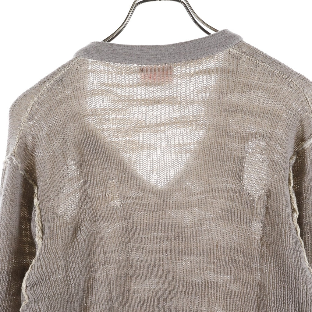DIESEL(ディーゼル) 26SS K-DAIANERIS Vneck Knit Sweater Kダイネリス ダメージ加工Vネックニットセーター ベージュ A23159