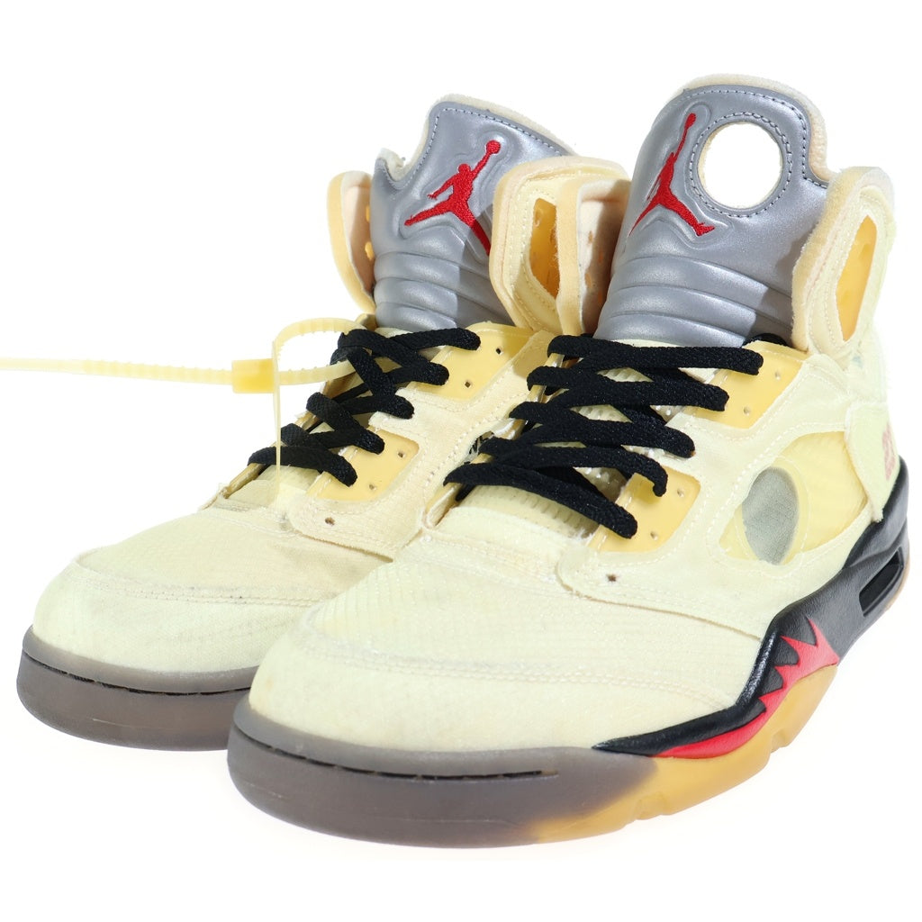 NIKE(ナイキ) ×Off-White AIR JORDAN5 SAIL オフホワイト エアジョーダン5 セイル ハイカットスニーカー クリア US11.5/29.5cm DH8565-100
