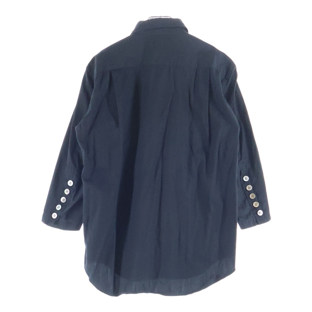 COMME des GARCONS HOMME PLUS(コムデギャルソンオムプリュス) 11AW ボタンフライ 七分丈 長袖 シャツ ブラック PI-B008