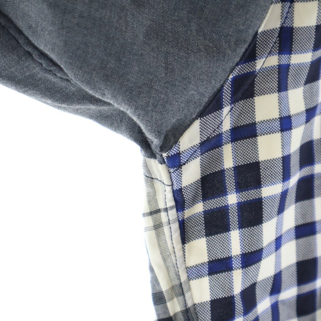 COMME des GARCONS SHIRT(コムデギャルソンシャツ) ボタンフライ フーデッド ギンガムチェック 長袖シャツ 袖切り替え ブラック/ホワイト/グレー W19075