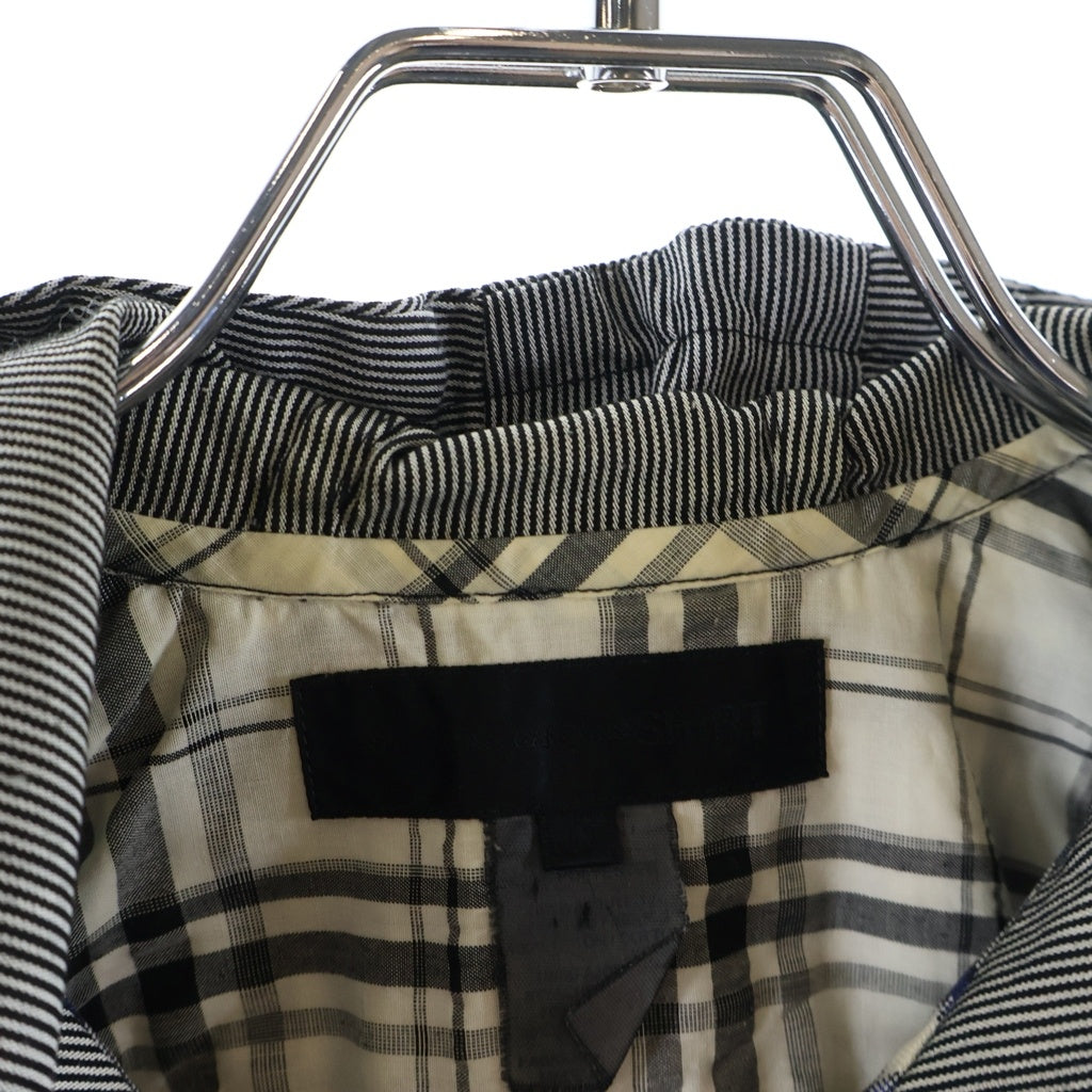 COMME des GARCONS SHIRT(コムデギャルソンシャツ) ボタンフライ フーデッド ギンガムチェック 長袖シャツ 袖切り替え ブラック/ホワイト/グレー W19075