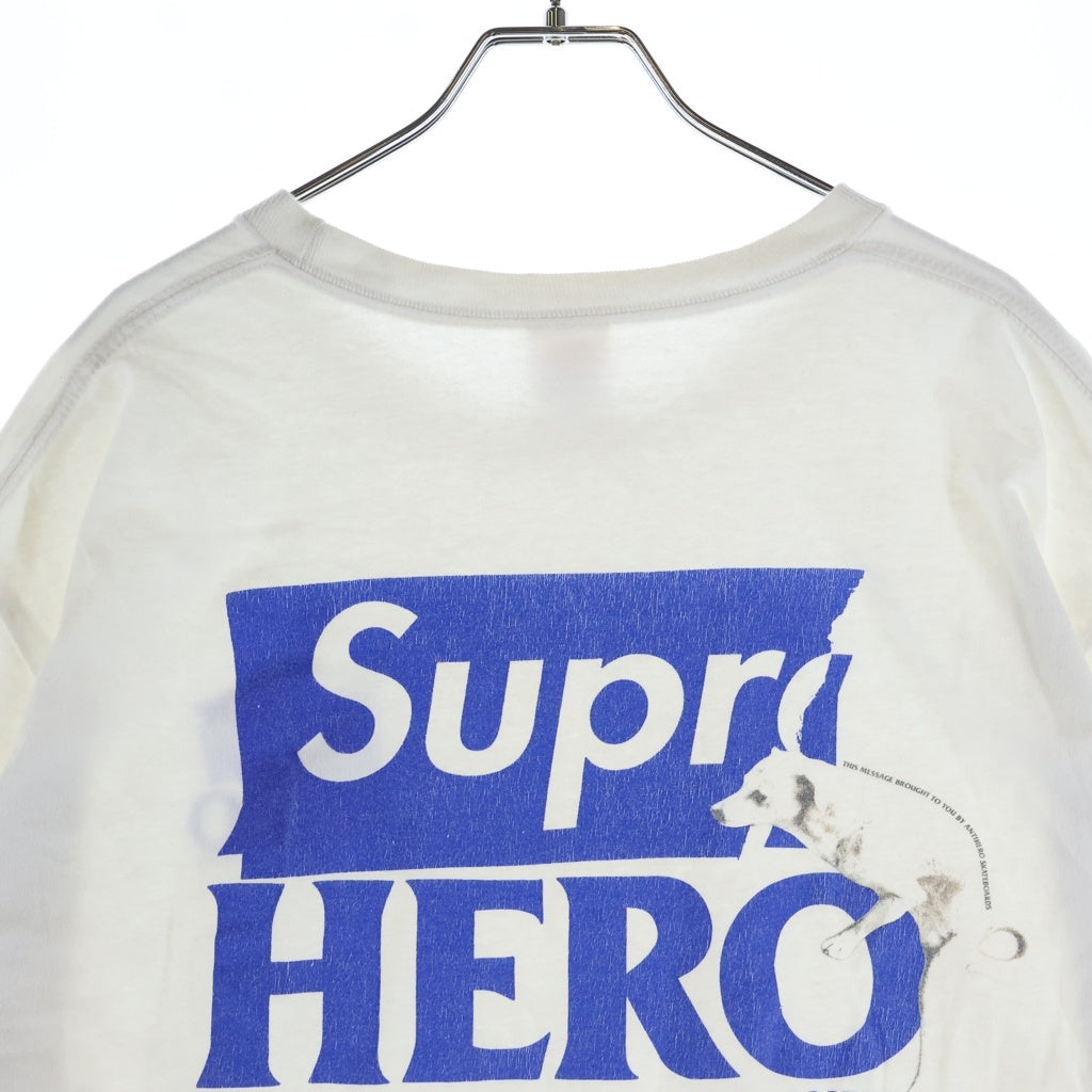 SUPREME(シュプリーム) ×ANTIHERO Dog Tee アンタイヒーロー ドッグ フロントバックプリント クルーネック 半袖カットソー Tシャツ ホワイト/ブルー