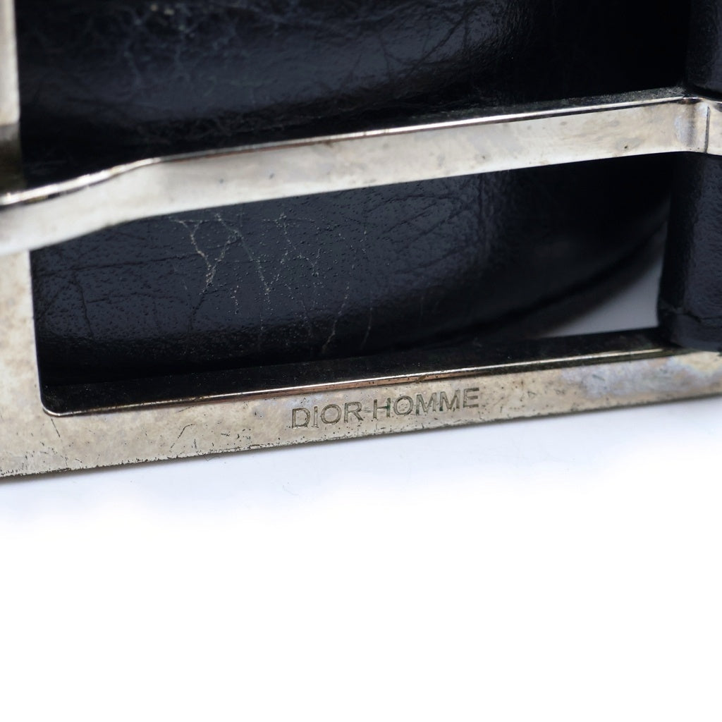 Dior HOMME(ディオールオム) スクエアトゥバックル レザー ベルト ブラック 23-MA-O115 レディース