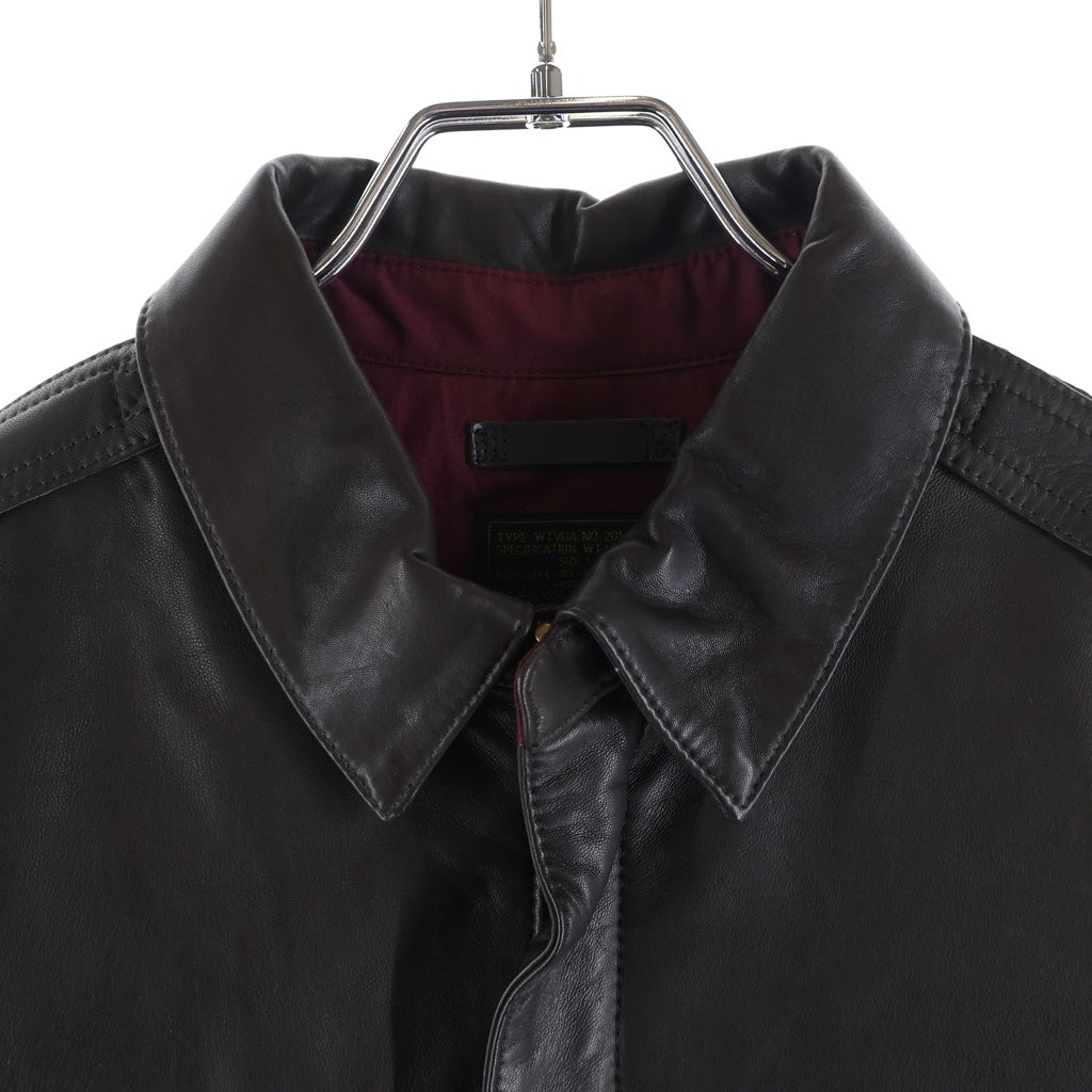 WTAPS(ダブルタップス) 12AW A-2 ラムレザー ジップアップ ジャケット ブラウン 122SPDT-JKM02