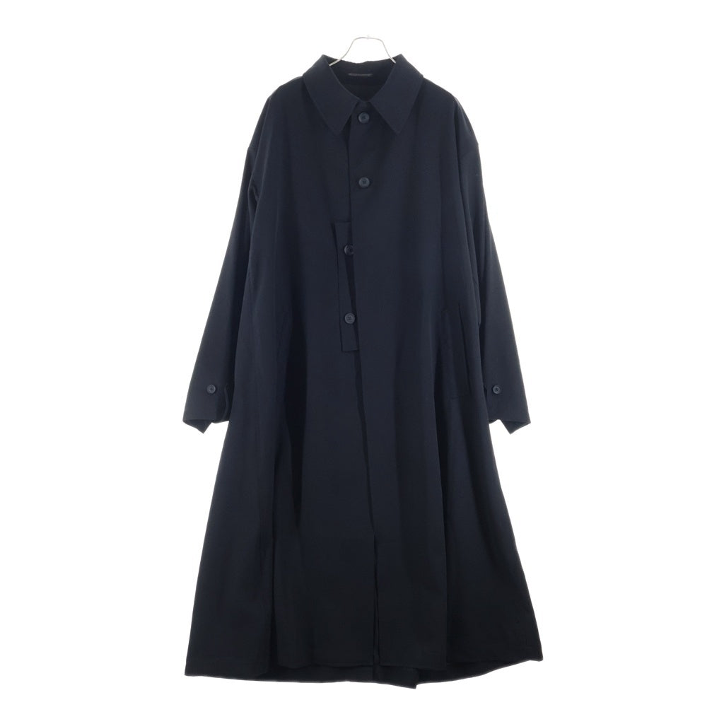 Yohji Yamamoto POUR HOMME(ヨウジヤマモト プールオム) 25AW WOOL GABARDINE DESIGNED SLEEVE COAT ウール ギャバジン デザインド スリーブ ボタンフライ トレンチコート ブラック HL-C04-100