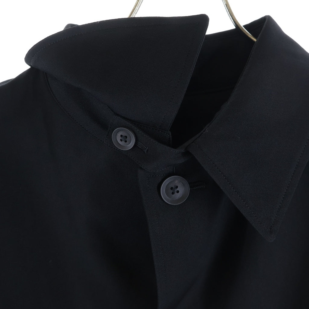 Yohji Yamamoto POUR HOMME(ヨウジヤマモト プールオム) 25AW WOOL GABARDINE DESIGNED SLEEVE COAT ウール ギャバジン デザインド スリーブ ボタンフライ トレンチコート ブラック HL-C04-100