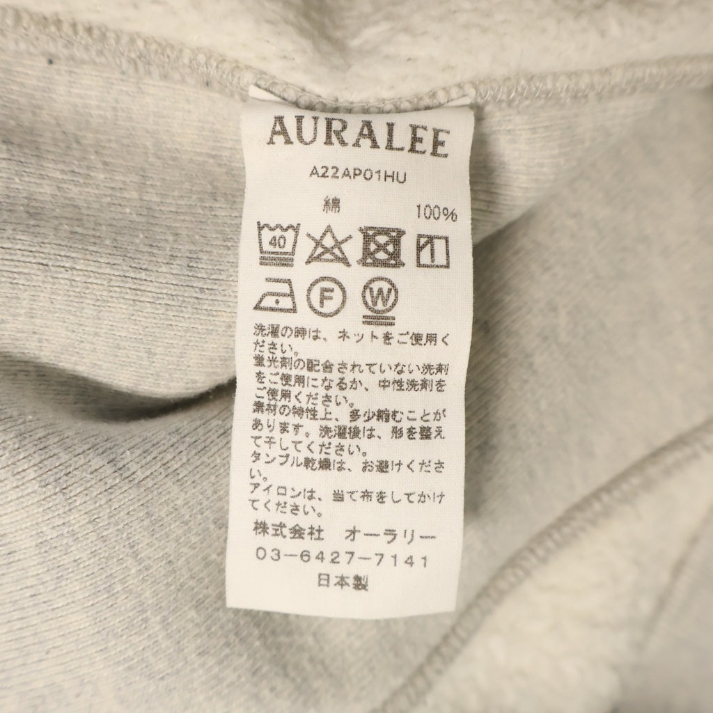 AURALEE(オーラリー) 22AW HIGH COUNT HEAVY SWEAT PARKA ハイカウント ヘビー フーデッド スウェットシャツ プルオーバーパーカー グレー A22AP01HU
