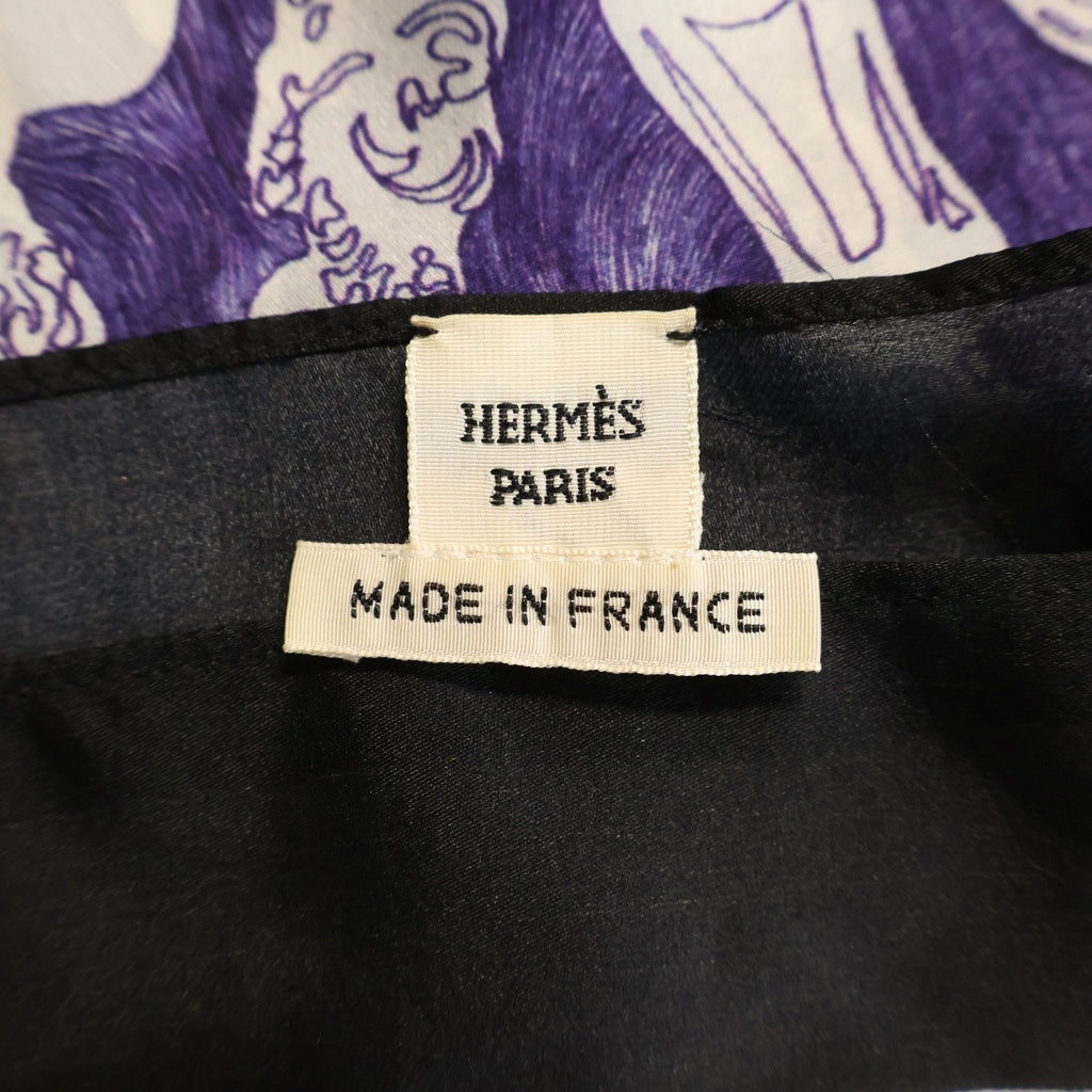 HERMES(エルメス) トップス 半袖 カットソー シルク ホワイト/パープル レディース
