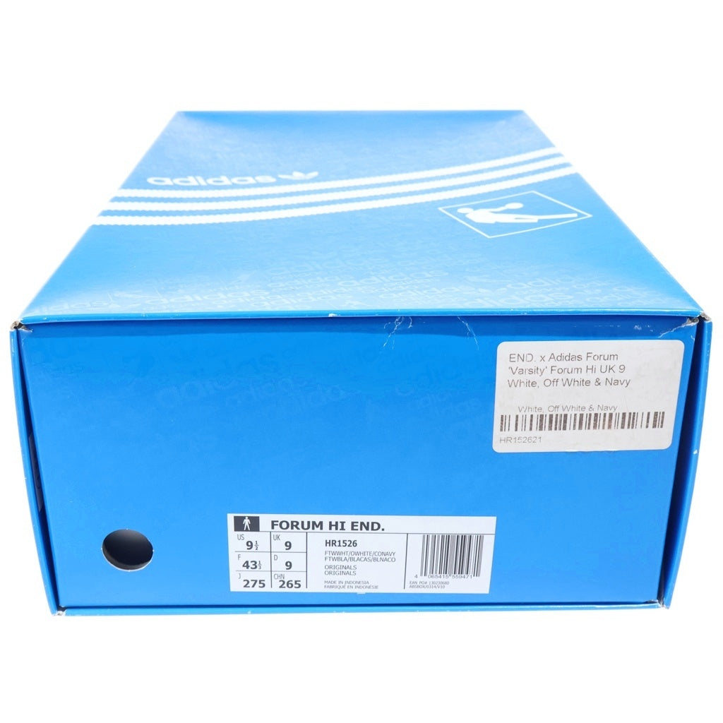 adidas(アディダス) ×END VARSITY FORUM HI エンド フォーラム バーシティ ハイカットスニーカー ホワイト US9.5/27.5cm HR1526