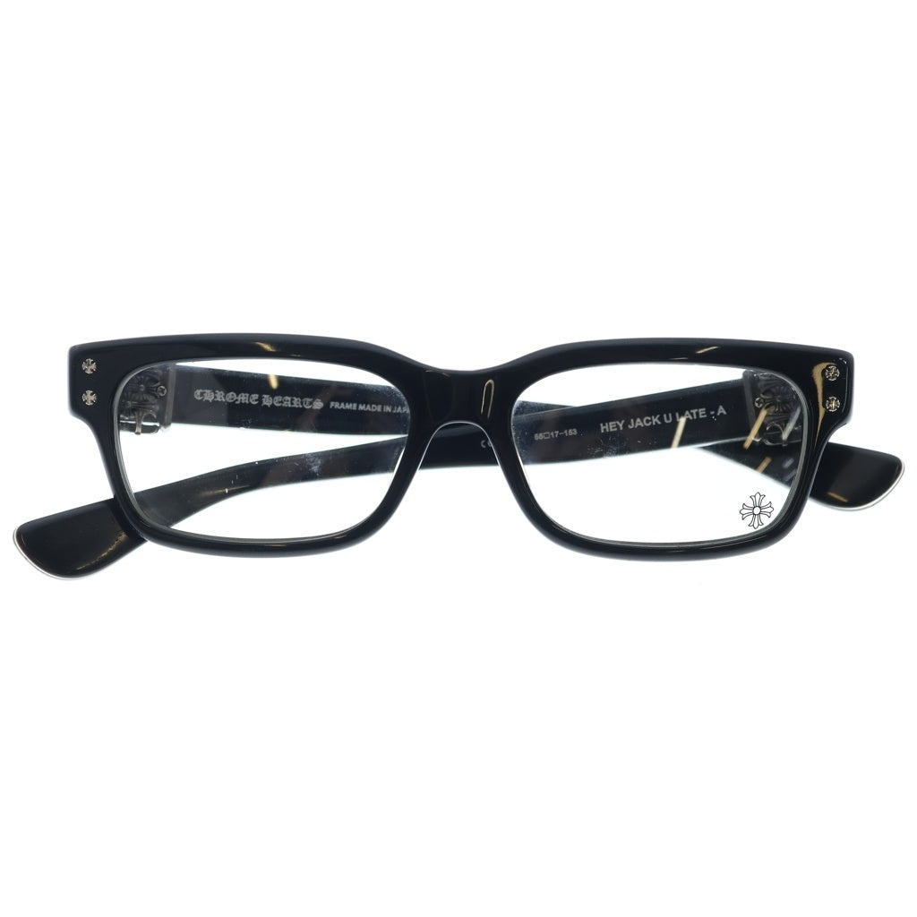 CHROME HEARTS(クロムハーツ) HEY JACK U LATE-A セメタリークロス装飾テンプル ウェリントンサングラス アイウェア 眼鏡 ブラック