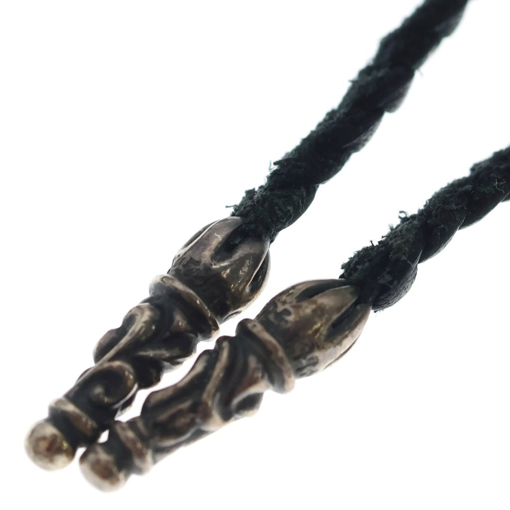 CHROME HEARTS(クロムハーツ) LEATHER BRAID スクロールレザーブレード ネックレス シルバー/ブラック
