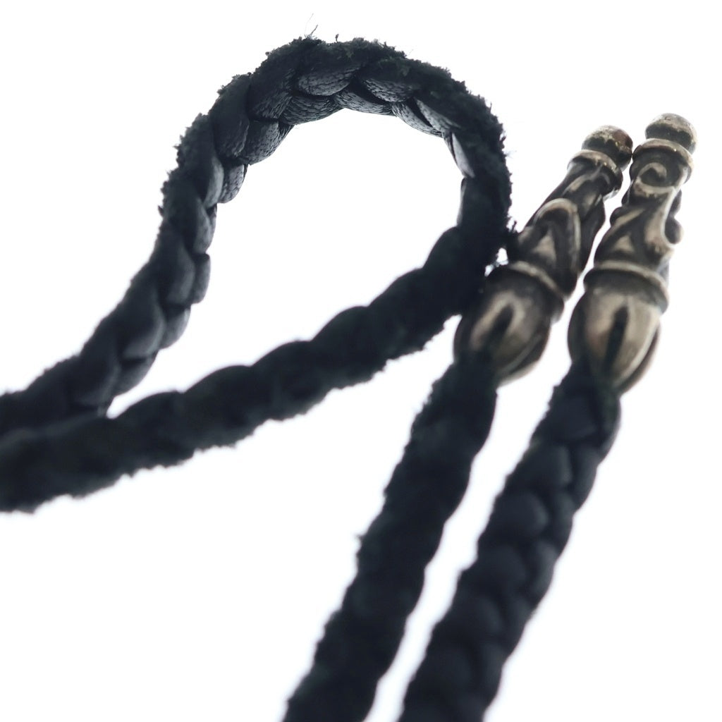 CHROME HEARTS(クロムハーツ) LEATHER BRAID スクロールレザーブレード ネックレス シルバー/ブラック