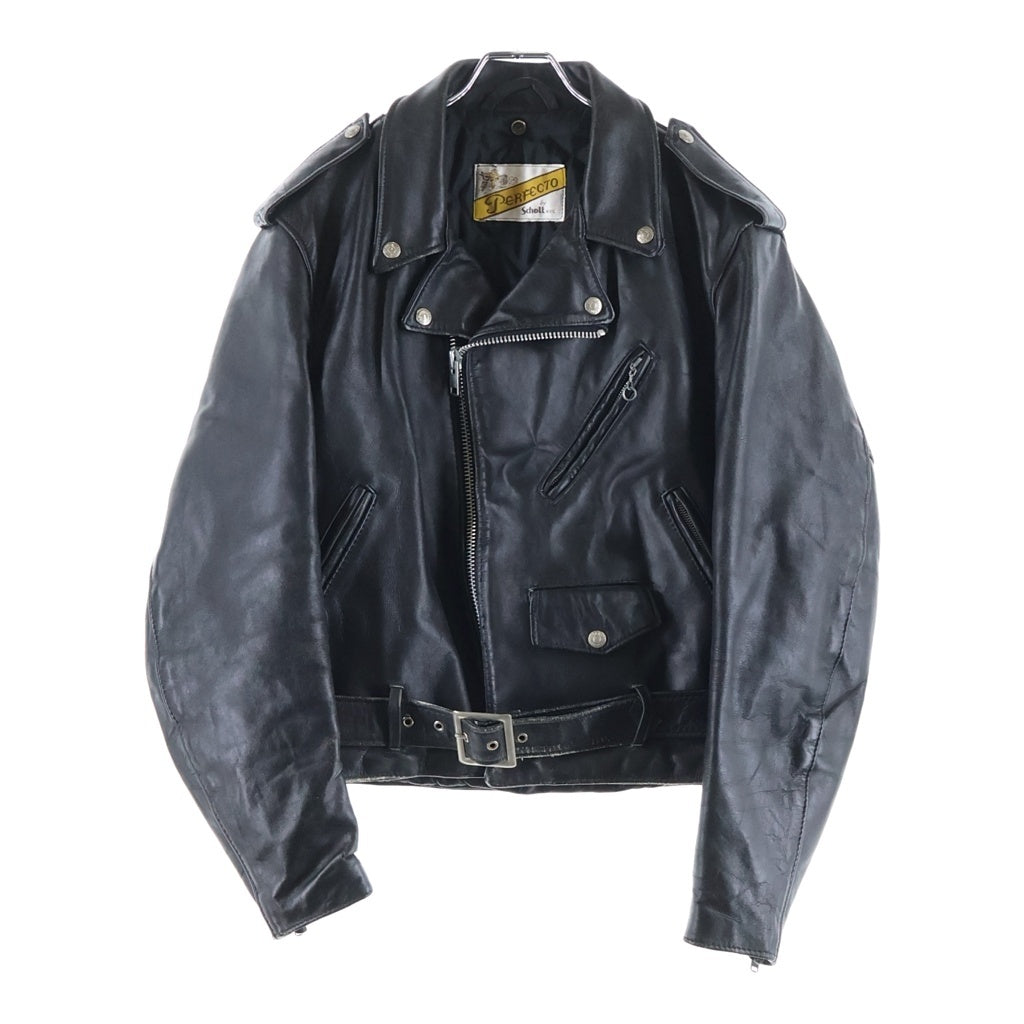 SCHOTT(ショット) 80-90S VINTAGE ヴィンテージ バイカータグ後期 レザー ダブルライダースジャケット ブラック