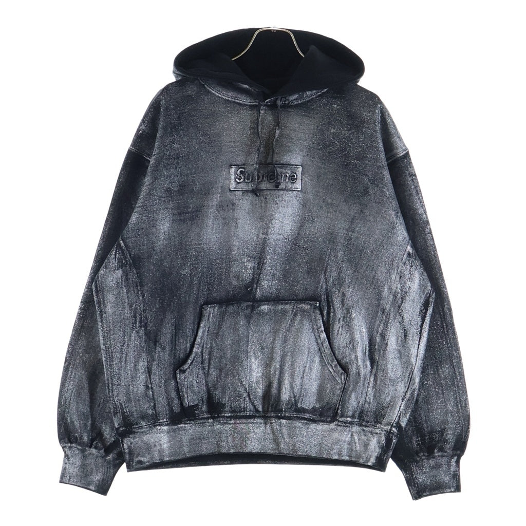 SUPREME(シュプリーム) 24SS ×MM6 Maison Margiela Foil Box Logo Hooded Sweatshirt エムエムシックスメゾンマルジェラ ボックスロゴ プルオーバーパーカー フーディー ブラック/シルバー