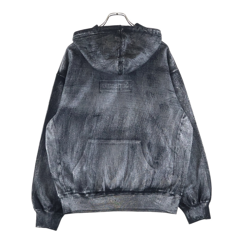 SUPREME(シュプリーム) 24SS ×MM6 Maison Margiela Foil Box Logo Hooded Sweatshirt エムエムシックスメゾンマルジェラ ボックスロゴ プルオーバーパーカー フーディー ブラック/シルバー