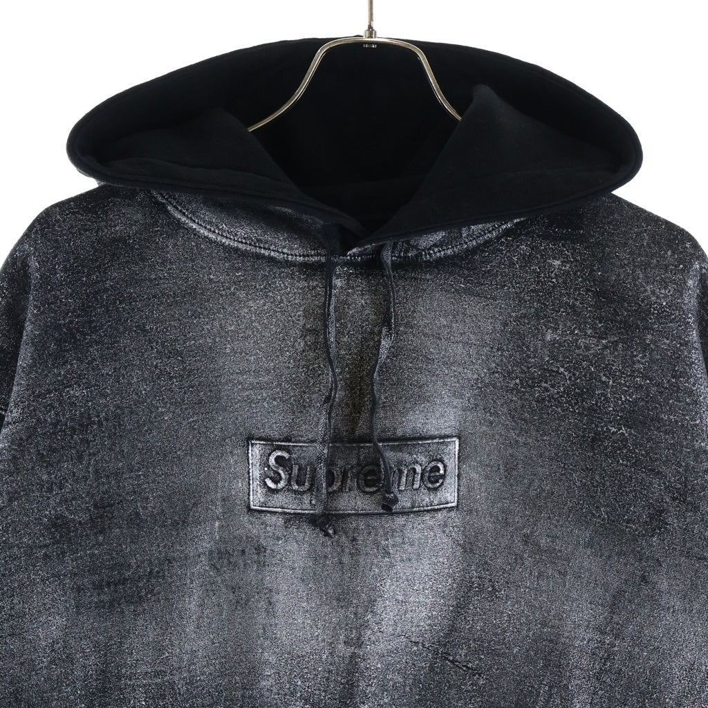 SUPREME(シュプリーム) 24SS ×MM6 Maison Margiela Foil Box Logo Hooded Sweatshirt エムエムシックスメゾンマルジェラ ボックスロゴ プルオーバーパーカー フーディー ブラック/シルバー