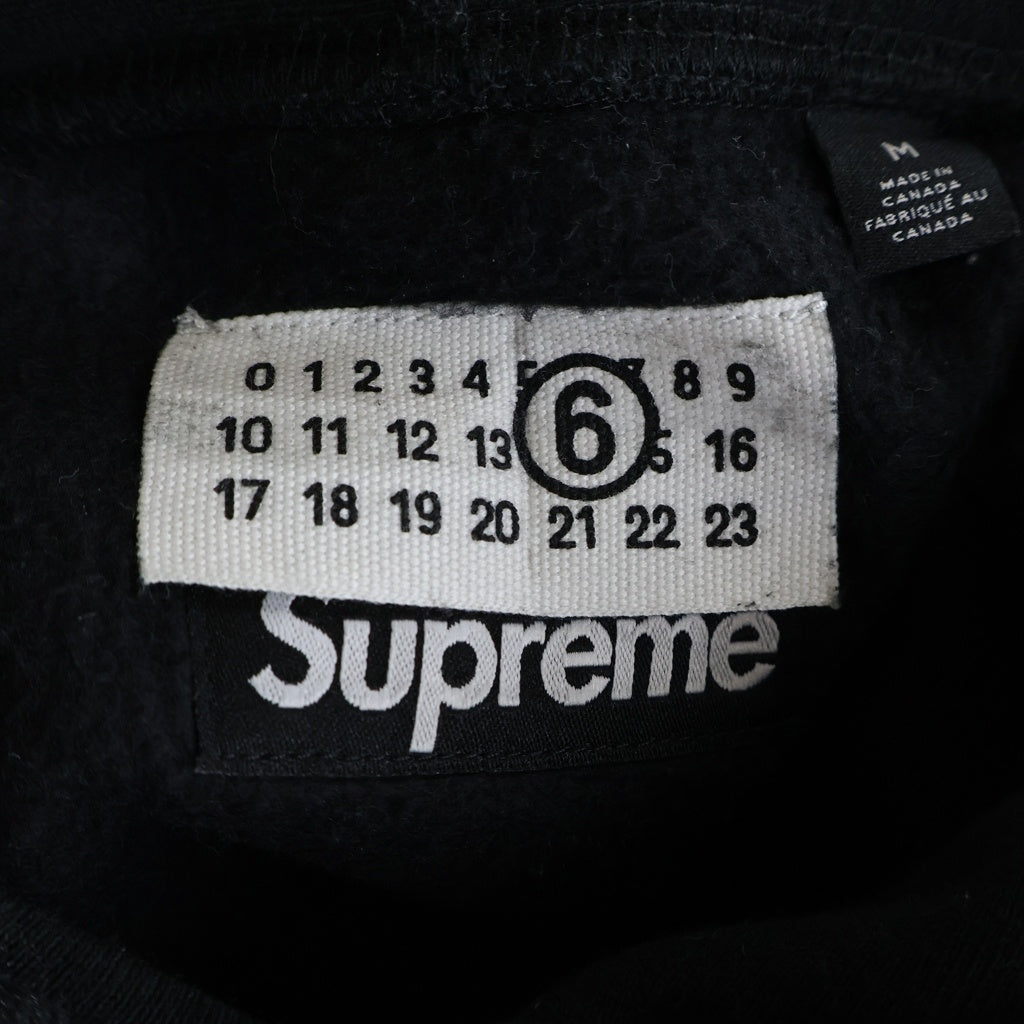 SUPREME(シュプリーム) 24SS ×MM6 Maison Margiela Foil Box Logo Hooded Sweatshirt エムエムシックスメゾンマルジェラ ボックスロゴ プルオーバーパーカー フーディー ブラック/シルバー