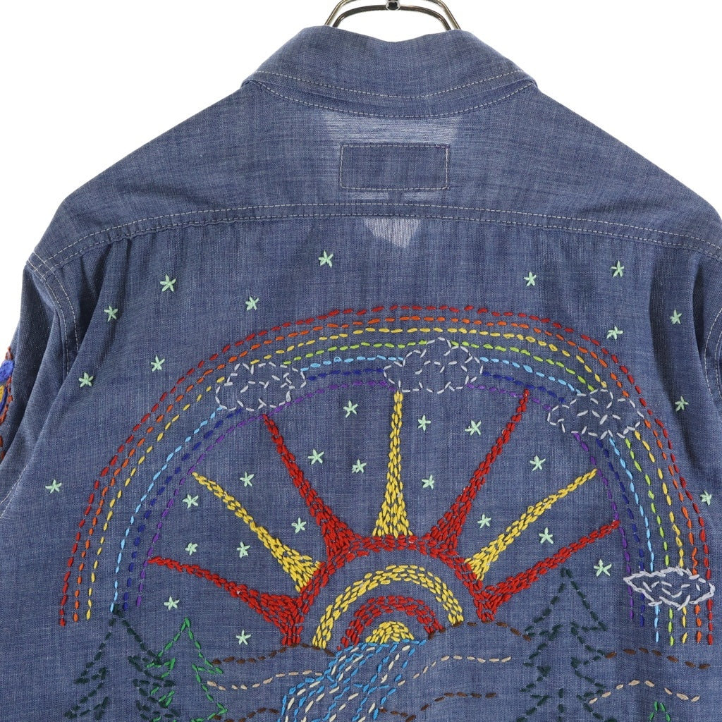 NEPENTHES(ネペンテス) ×OTAKARA NYC オタカラ エヌワイシー エンブロイダリー シャンブレー 長袖シャツ ブルー 0T1499