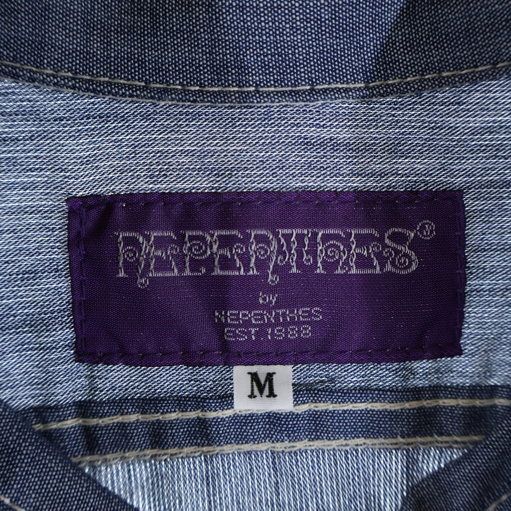 NEPENTHES(ネペンテス) ×OTAKARA NYC オタカラ エヌワイシー エンブロイダリー シャンブレー 長袖シャツ ブルー 0T1499