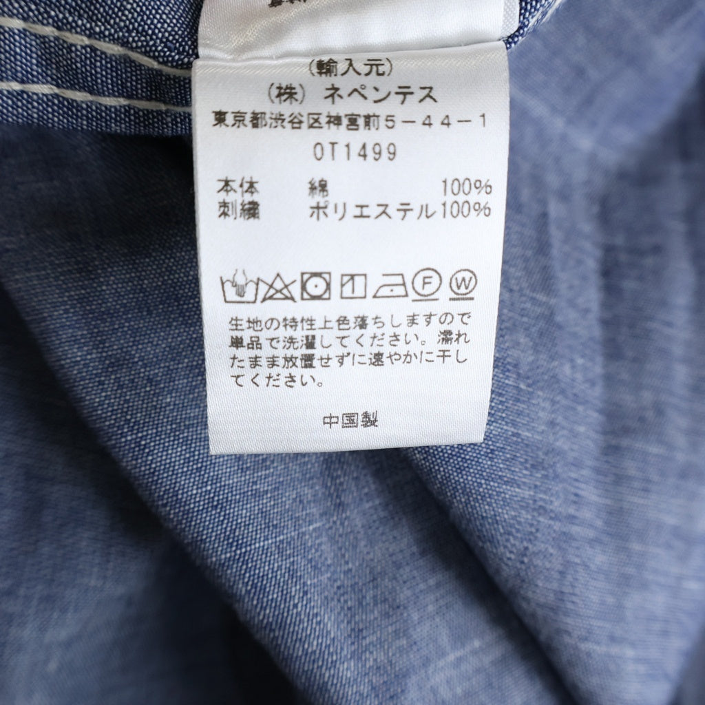 NEPENTHES(ネペンテス) ×OTAKARA NYC オタカラ エヌワイシー エンブロイダリー シャンブレー 長袖シャツ ブルー 0T1499