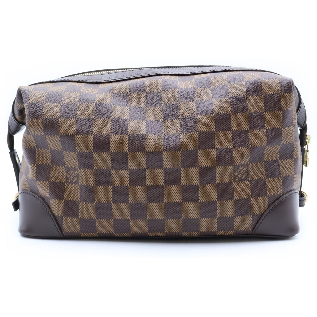 LOUIS VUITTON(ルイヴィトン) ヴァスラブ ウォッシュ バッグ ポーチ セカンドバッグ ブラウン レザー×PVC N41538 ゴールド金具