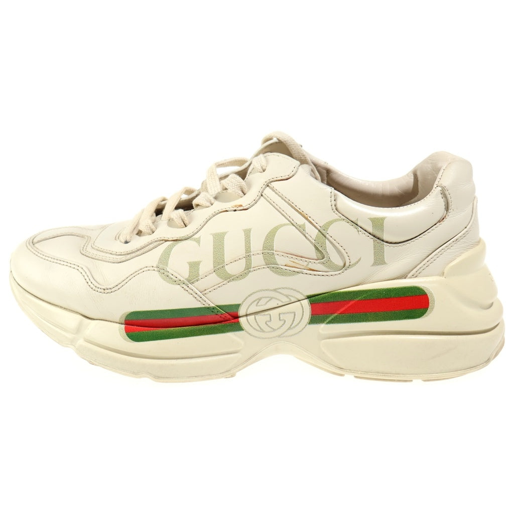 GUCCI(グッチ) ライトン ロゴ レザー スニーカー アイボリー #7.5 500877