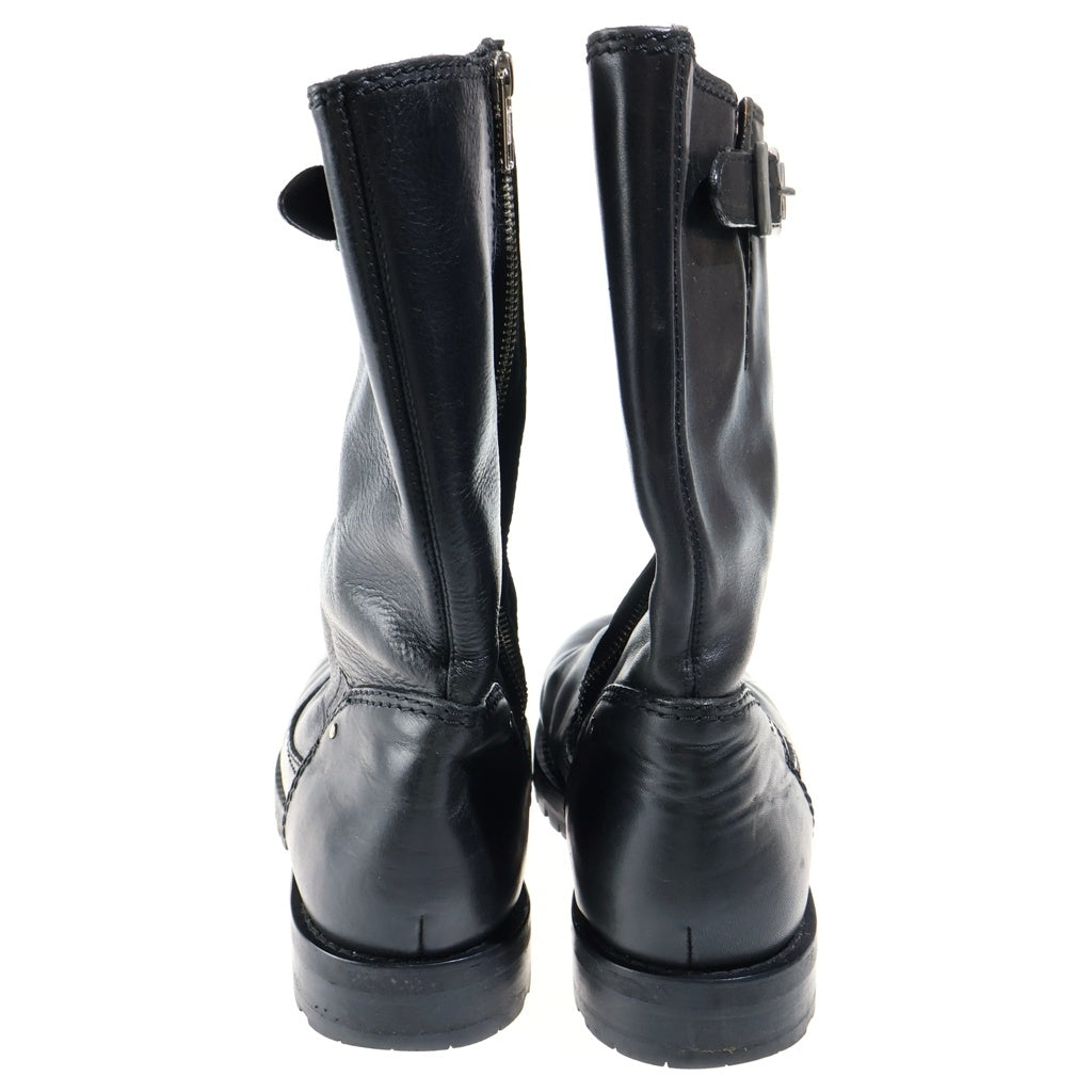 JIMMY CHOO(ジミーチュウ) レザーエンジニアブーツ サイドジップブーツ ブラック #41