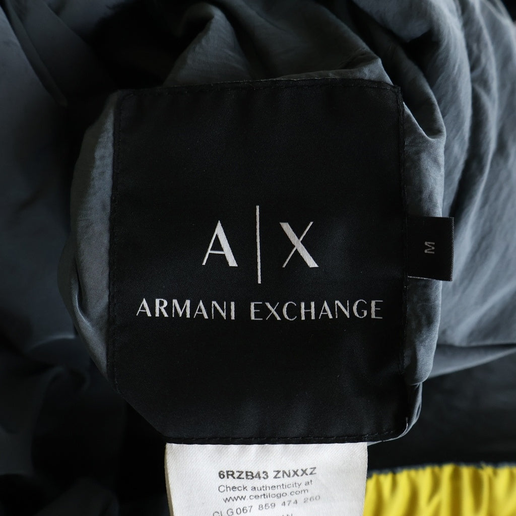 AX ARMANI EXCHANGE(アルマーニ エクスチェンジ) リバーシブル フーデッド ジップアップ ナイロン ダウンジャケット イエロー/カーキ 6RZB43 ZNXXZ