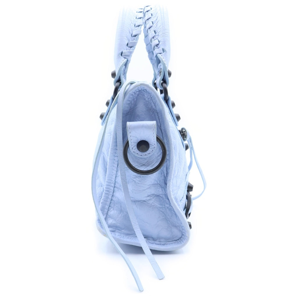 BALENCIAGA(バレンシアガ) Le City ル シティ ミニ 2WAYハンドバッグ ショルダーバッグ ライトブルー レザー 806395 ブラック金具 レディース