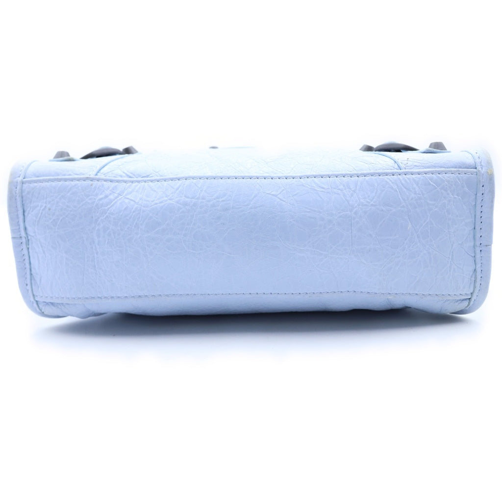 BALENCIAGA(バレンシアガ) Le City ル シティ ミニ 2WAYハンドバッグ ショルダーバッグ ライトブルー レザー 806395 ブラック金具 レディース