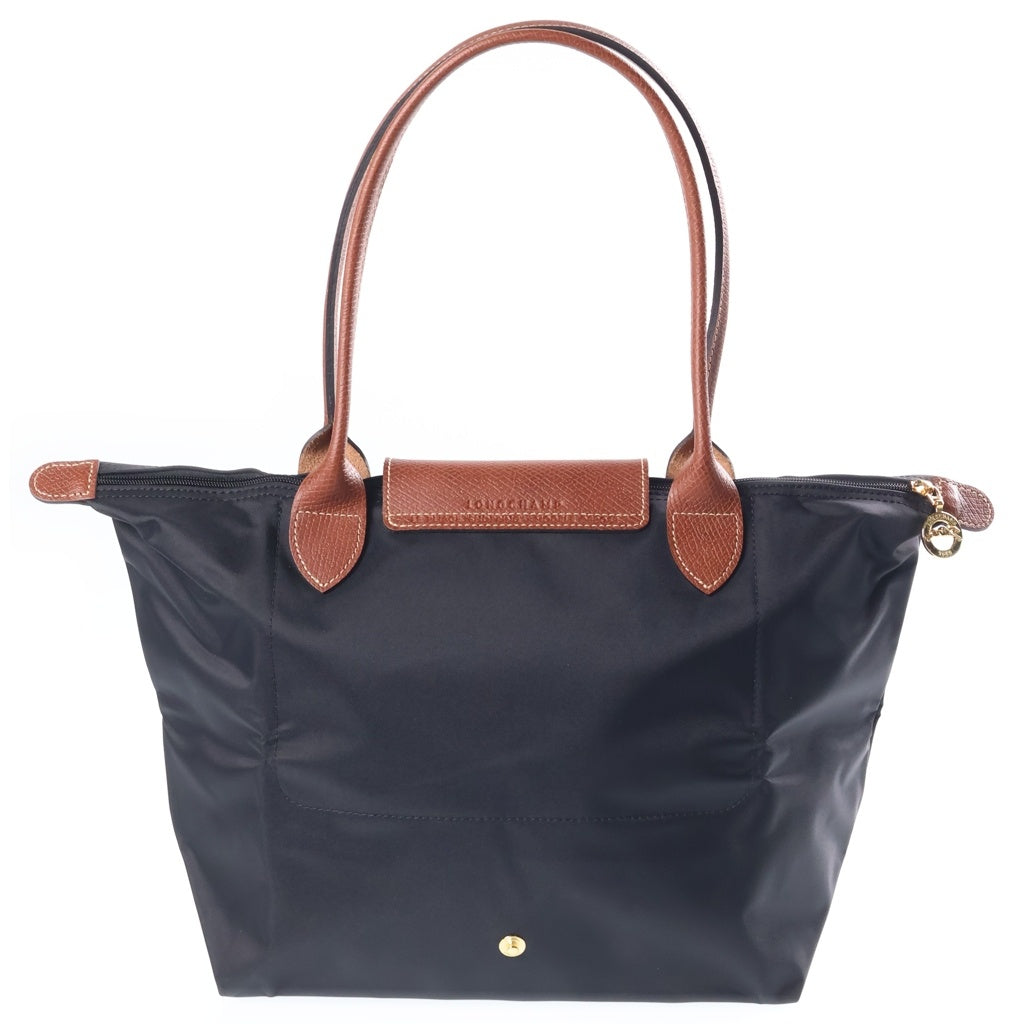 LONGCHAMP(ロンシャン) レザー ナイロン 折り畳み ハンドバッグ トートバッグ ブラック/ブラウン レディース